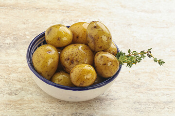 Boiled baby potato in the bowl