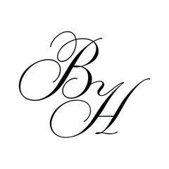 BH Calligraphy Monogram initial letters logo