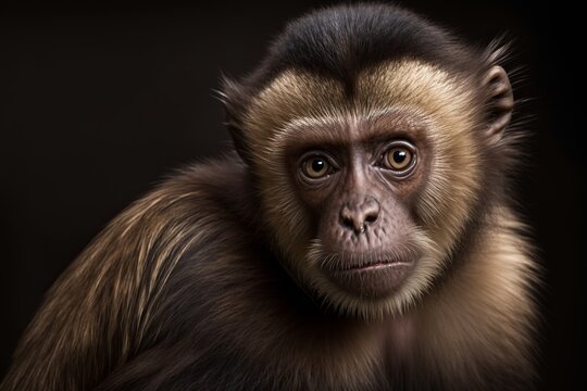 Brown Capuchin Monkey. Generative AI
