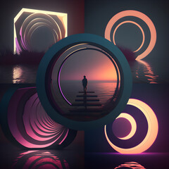 man on abstract background
