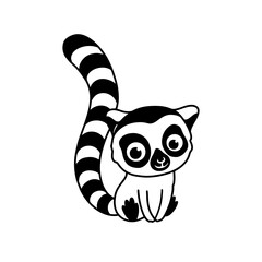Cute lemur character, vector hand drawn art
