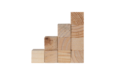 stacked empty wooden cubes isolated with transparent background, png