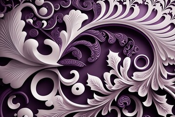 Abstract ornate purple and white color background. Patterned color background. Generative AI