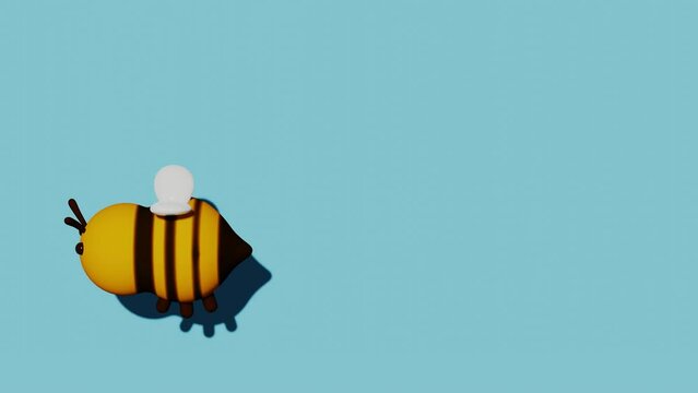 Cute little bee flying. Abstract loop animation