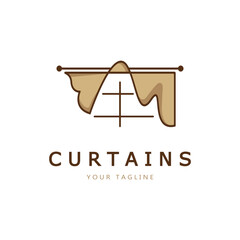 curtain logo illustration template,for Theater, home,hotel and apartment,furniture,badge,curtain business,vector