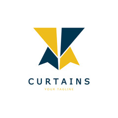 curtain logo illustration template,for Theater, home,hotel and apartment,furniture,badge,curtain business,vector