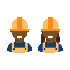 Mechanic workshop avatar. Man and a woman set. Repair service workers logo. Flat vector illustration.