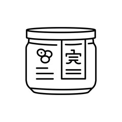 Miso paste in jar black line icon. Asian food.