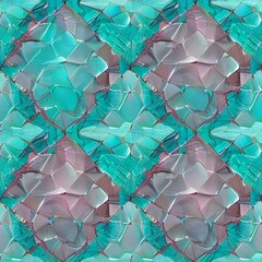 Fototapeta na wymiar Seamless Teal Crystal Texture - Generative A.I. Art