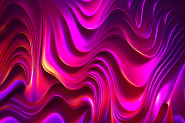 Fototapeta premium Holographic wavy colored neon background. Viva magenta colors.