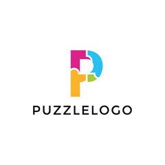 Letter P Puzzle Logo Design Element
