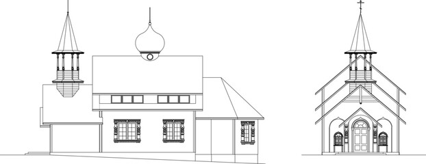 sketch vector illustration of a holy orthodox church for praying