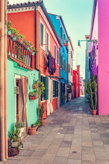 Obraz na płótnie Canvas Colorful painted houses on Burano island near Venice, Italy