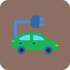 Electric Car Multicolor Round Corner Flat Icon