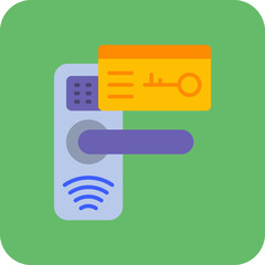 Key Card Multicolor Round Corner Flat Icon