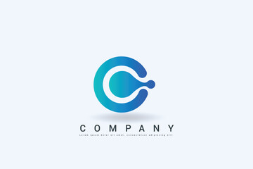 gradient C letter initial logo design