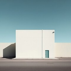 Fototapeta na wymiar Minimal white building, empty wall (AI genrated)