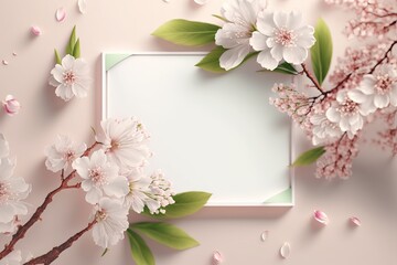 Obraz na płótnie Canvas Spring flowers with a writing space. Generative ai