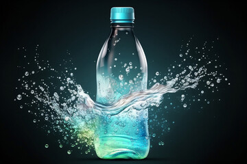 Bottle of water with splash. Generative AI.