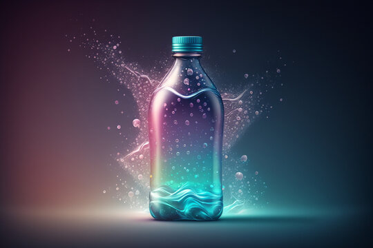 Bottle of water with splash. Generative AI.