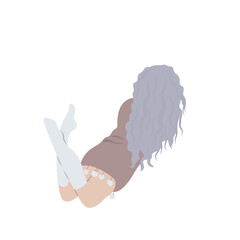 Woman lying back view vector illustration.
