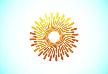 Abstract polygonal sun logo design, Solar sunburst icon. Geometric triangle shapes