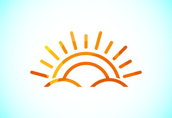 Abstract polygonal sun logo design, Solar sunburst icon. Geometric triangle shapes