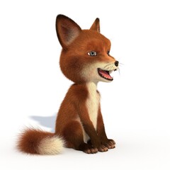 3D rendering of a cartoon fox cup on an isolated background