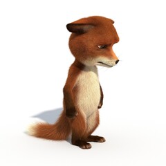 3D rendering of a cartoon fox cup on an isolated background