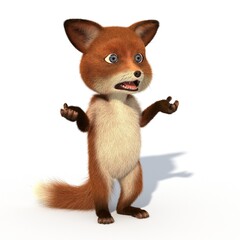 3D rendering of a cartoon fox cup on an isolated background