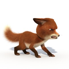 3D rendering of a cartoon fox cup on an isolated background