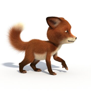 3D rendering of a cartoon fox cup on an isolated background