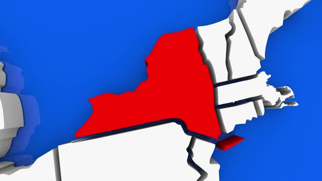 New York State Map Travel Destination Tourism Location 3d Animation