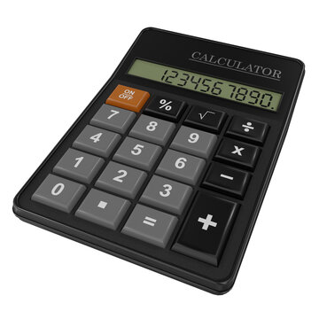 Black digital calculator. 3d illustration