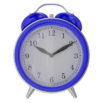 Blue alarm clock with arrows. On a white background. 3d illustration