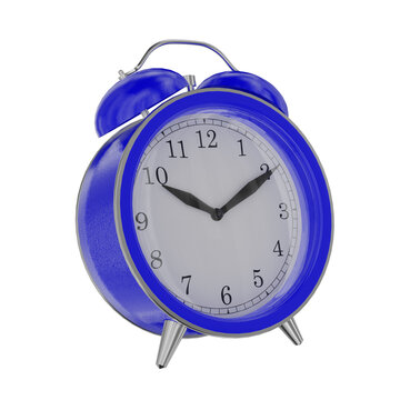 Blue alarm clock with arrows. On a white background. 3d illustration
