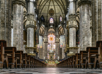 Naklejka premium Interior of Milan cathedral Duomo di Milano, Italy
