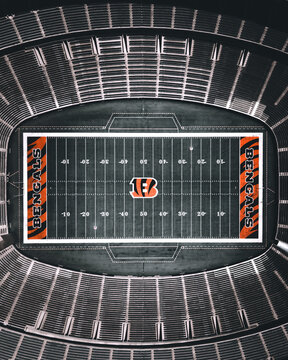 Aerial view of the Paycor Stadium in Cincinnati, Ohio.