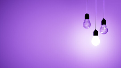 The concept of a light bulbs on color background, place for text and design, light bulbs...