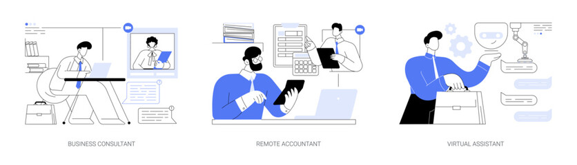 Online consultancy services abstract concept vector illustrations.