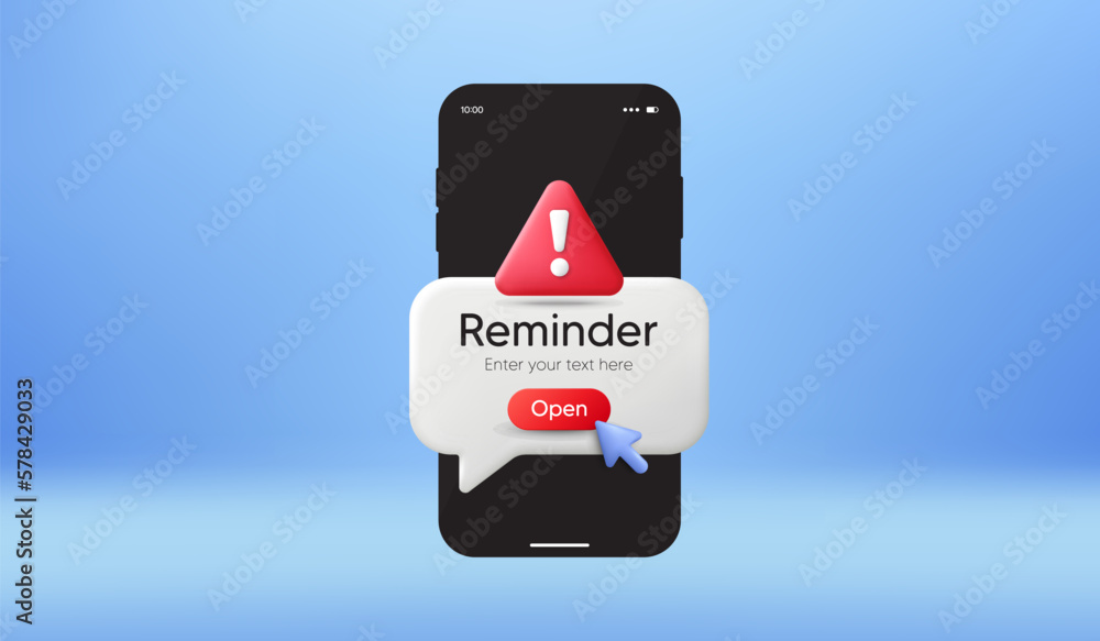 Poster phone warning message on screen. new notice on the smartphone. danger alert notification. important 