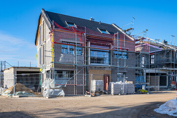 Baustelle Haus und Gerüst