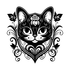 cute cat tribal tattoo features a stylized image of a feline with bold, black lines and intricate patterns. It's a purrfect choice for cat lovers