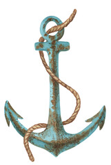 Watercolor nautical illustrations. Drawing of anchor on transparent background © Irina