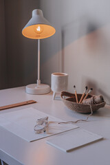 lamp on table