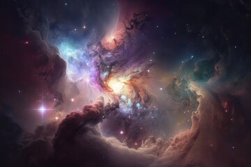 Obraz na płótnie Canvas Nebula and galaxies space Abstract cosmos background Generative AI 2