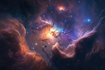 Nebula and galaxies space Abstract cosmos background Generative AI  3