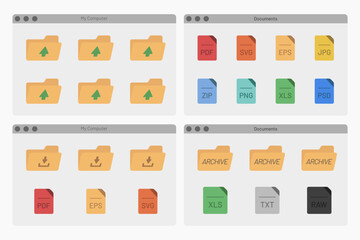desktop interface window with folders files isolated simple ui vector flat illustration