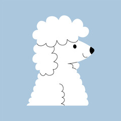 Vector flat illustration of cute puddle dog on isolated background. 
