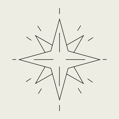 Abstract geometric linear star. Vector compass outline illustration. Tarot mystic symbol. Esoteric, boho, astrology, tattoo concept.